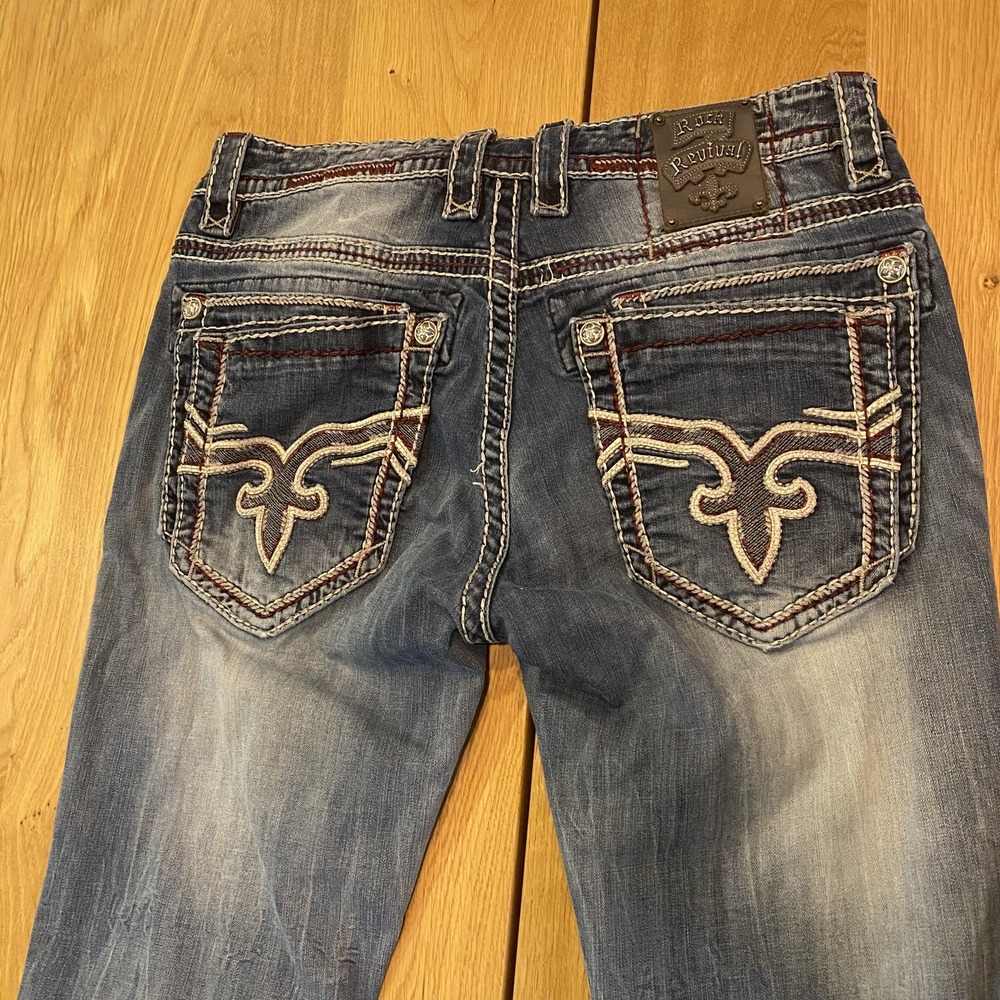 Rock Revival Conall Boot Jeans Men's 34 (fits 34/31) Embroidered Embellished